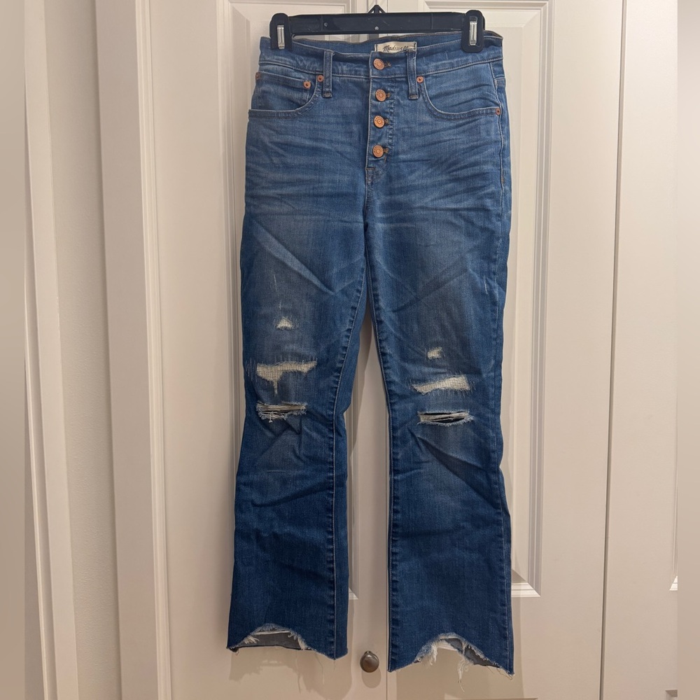Madewell Cali Demi Bootcut Distressed Cropped Flare Jeans